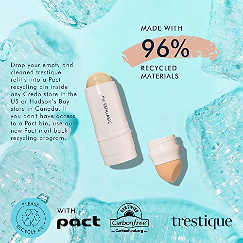 Trestique Foundation Stick, Refillable Foundation Face Stick With Built-In Foundation Sponge, Clean Beauty Medium Coverage Foundation, Sustainable Foundation Makeup #TOP5