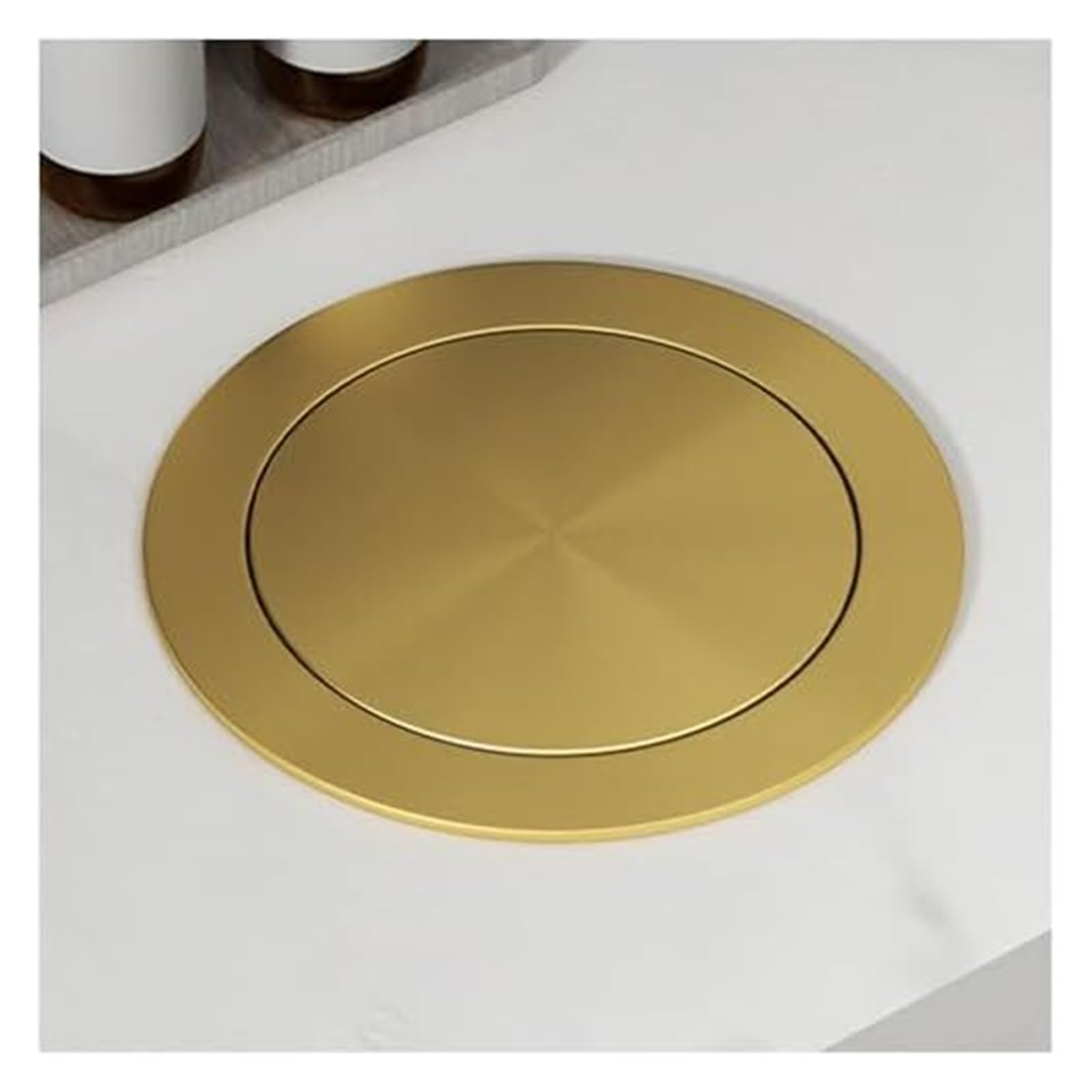 Built-in Countertop Trash Bin Lid， Stainless Steel Trash Chute Lid Bin Cover, Waste Garbage Can Grommet(Onecolor)