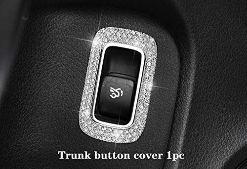 YUWATONCar Interior Bling Cover Decals Accessories fit for Mercedes Benz W177 A220 B Class CLA GLA GLB 2020-2022 Modification Rhinestone Crystal Shiny Accessories (Silver, Trunk Button Cover 1pc)