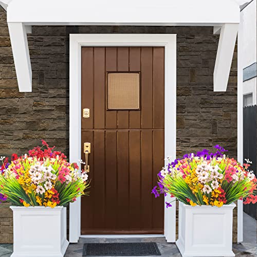 20Pcs Artificial Grasses Fake Wheat Grass Outdoor Uv Resistant Plants Faux Plastic Plants Garden Porch Window Box Décor (Grass) #TOP2