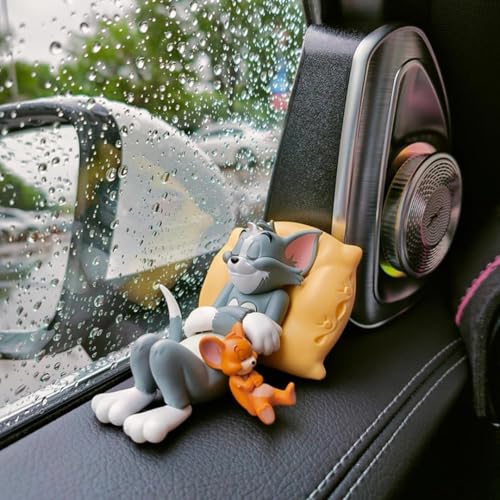 Image of Blue Aura Tom & Jerry Action Figure Length-8cm for Car Interior Accessories Table Top Multicolour PVC | Tom & Jerryy Sleeping