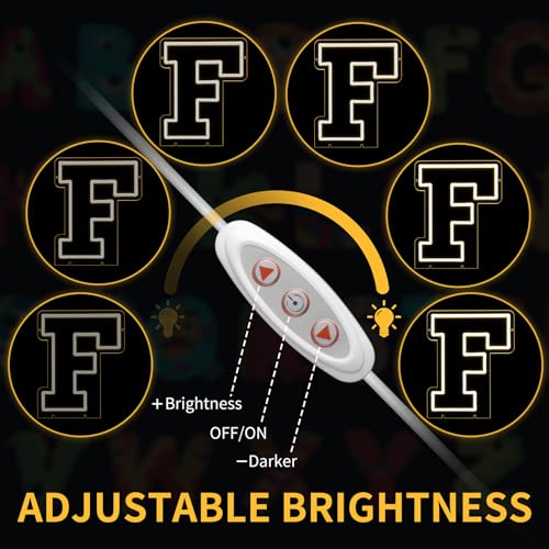 Image of Light Up Letters F, Led Marquee Letter Lights Neon Sign, 13.9 inch Height Decorative Lighted Alphabet Number, Battery /USB Powered Led Letters Lights for Wedding, Birthday, Party, Christmas or Home Decor