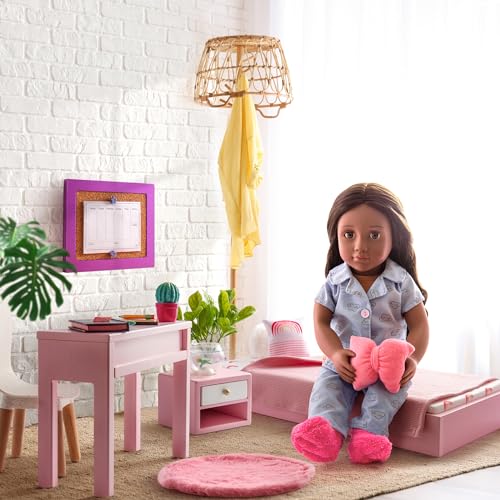 Our Generation – OG Sweet Snuggles Schlafzimmerset – Puppenhausmöbel – Plattformbett & Nachttisch – 46 cm Puppe Zubehör – Vorgetäuschtes Spiel – Spielzeug für Kinder ab 3 Jahren