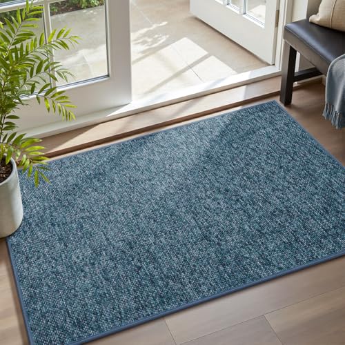 MontVoo Door Mat Indoor Entrance Doormat, Absorbent Durable Rubber Non Slip Front Door Mat for Inside Entry Entryway Dirt Trapper Welcome Mat, Darkgrey 17''x30''