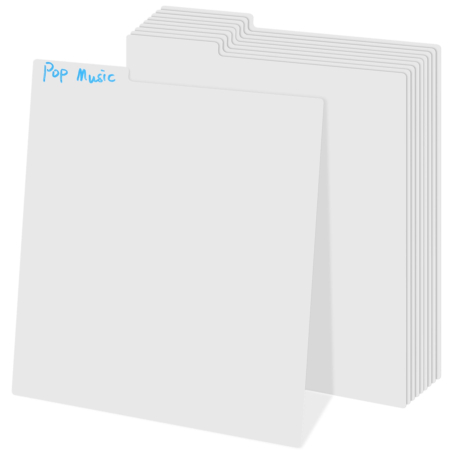 Divisori per Vinile 10 Pezzi con Linguette Scrivibili in Pp Bianco con Angoli Arrotondati, Separatori Robusti per Organizzare Dischi e Raccoglitori