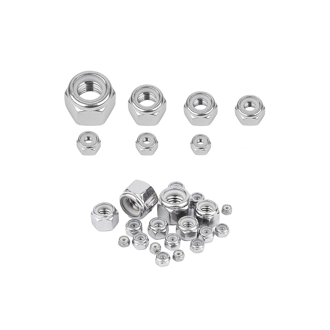 Tuercas Bloqueo Nylon 10-24 100 Tuercas De Seguridad Con Inserto De Nailon 10-24 - Acero Inoxidable, Hexagonal, Para Fijación Segura Pack 100 Tuercas 10-24