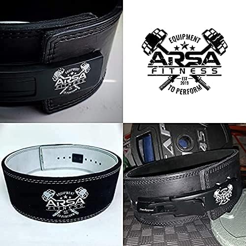 Miniatura 7 de Arsa Fitness - Cinturón de palanca ajustable para levantamiento de pesas para hombres y mujeres, piel de vaca real para levantamiento de pesas,