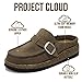 Project Cloud 100% Genuine Leather Moccasin-Style Clogs for Women - Memory Foam and Water Resistant Mules Slip-on - Non-Slip and Durable Clogs Casual Shoes for Women Footwear (Carline, Taupe, 6)