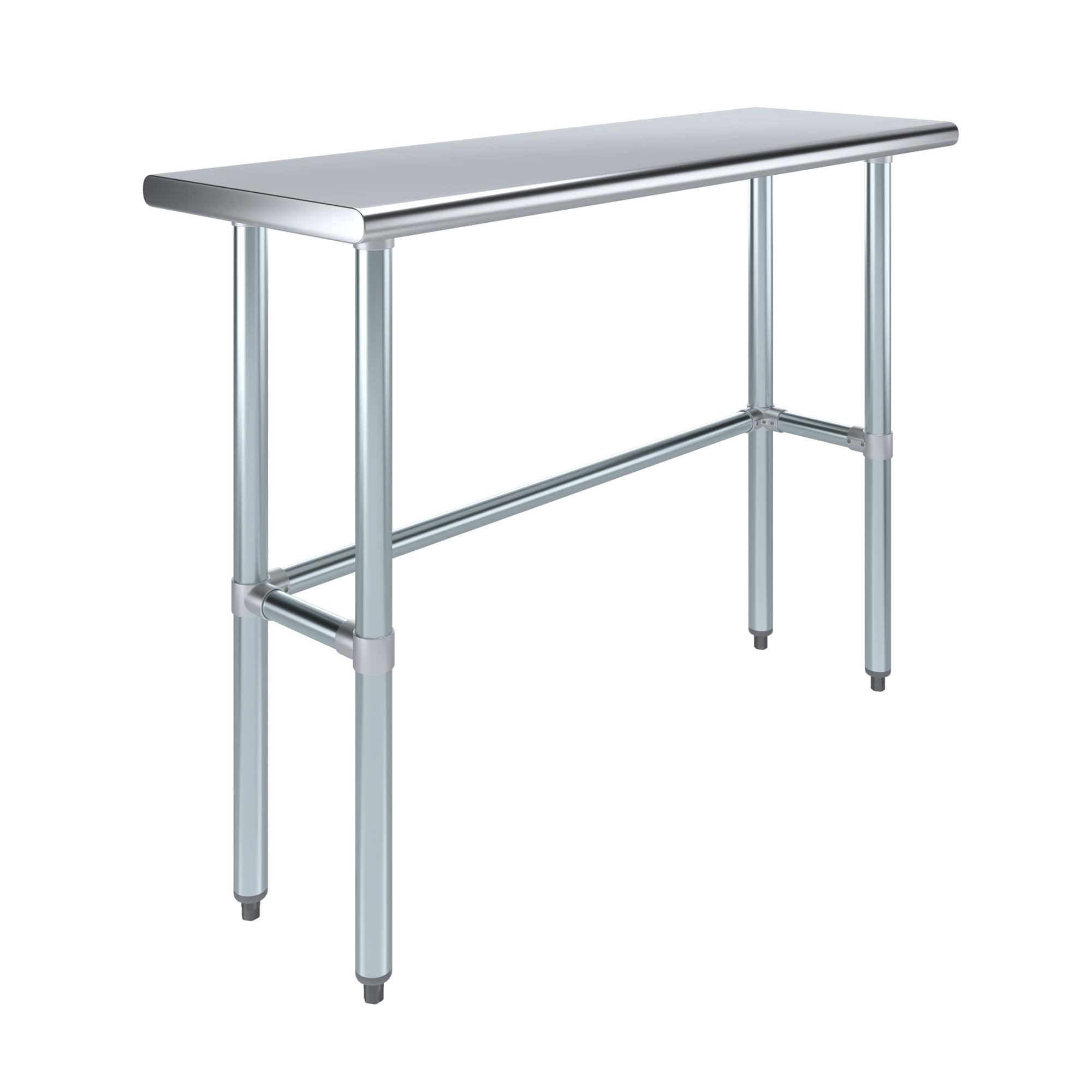 AmGood Stainless Steel Work Table Open Base | Metal Work Bench (Stainless Stee Table Open Base, 48" Long x 16" Deep)