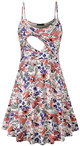 Image of connche Floral Maternity Summer Dress Spaghetti Strap Nursing Breastfeeding