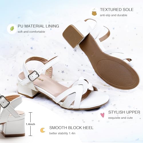 Image of Girls Sandals Low Heels Girl Dress Shoes Open Toe Flower Girl Wedding Party for Toddler Little Big Kid