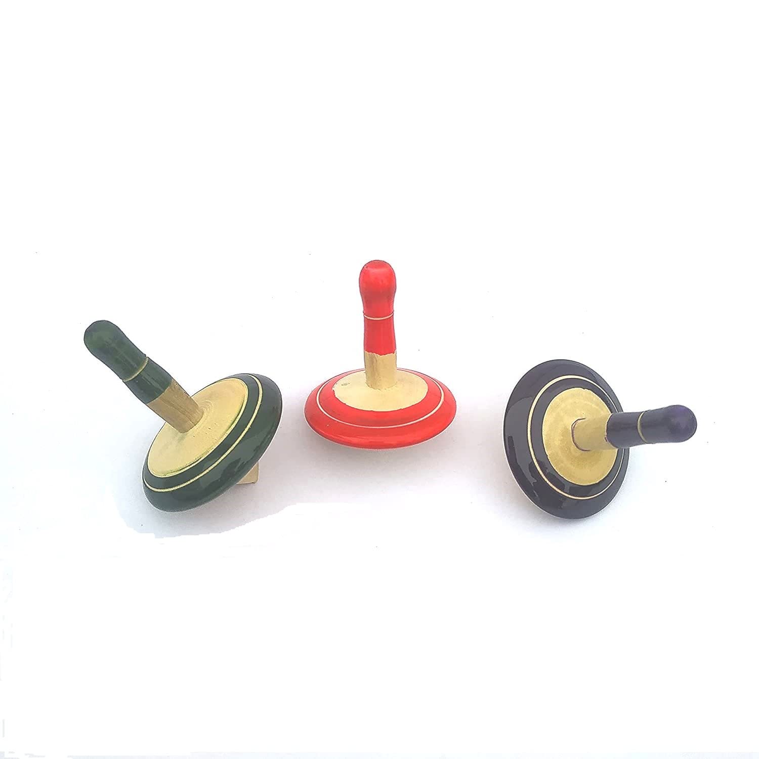 Channapatna Toys Wooden Spinning Tops Toys for Kids (3 Years+) - Lattu Spinning Toy Wood - Set of 3 pcs - Curiosity & Fine Motor Skills | Pambaram | Bongaram (B09749R9JH) Amazon Price History, Amazon Price Tracker