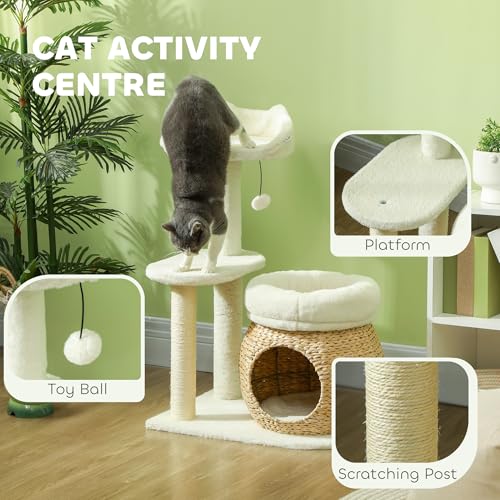 Árbol para gatos interior con postes de sisal y cama miniatura 3