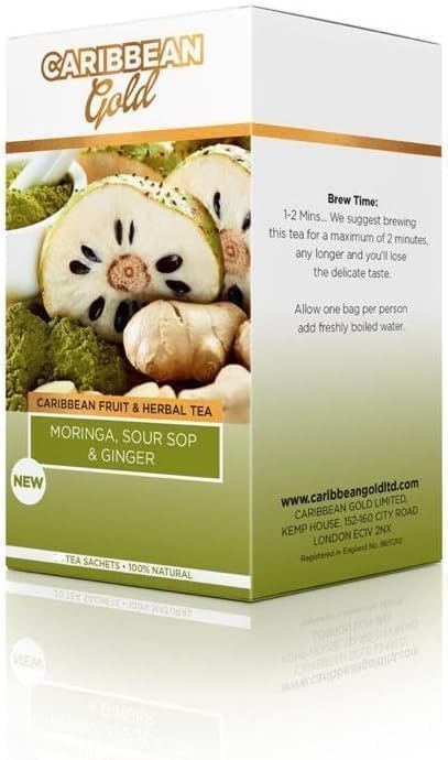 Carribean Gold Fruit and Herbal Teas, Moringa, Sour Ginger Tea