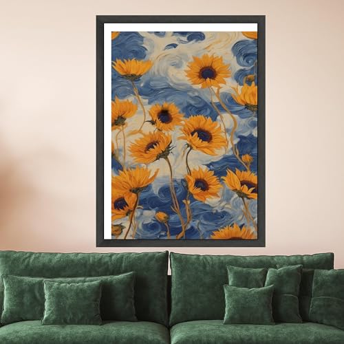 Toile tournesol pour réveiller un mur blanc de salon