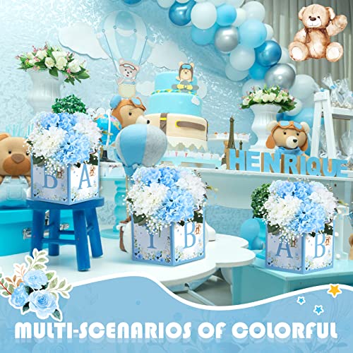 Image of Bucherry 6 Pcs Baby Shower Centerpiece Boxes with 'Baby' Letters Flower Boxes Tables Decoration for Girl Baby Shower, Birthday, Gender Reveal Party Favors(Blue,Blue Bear)