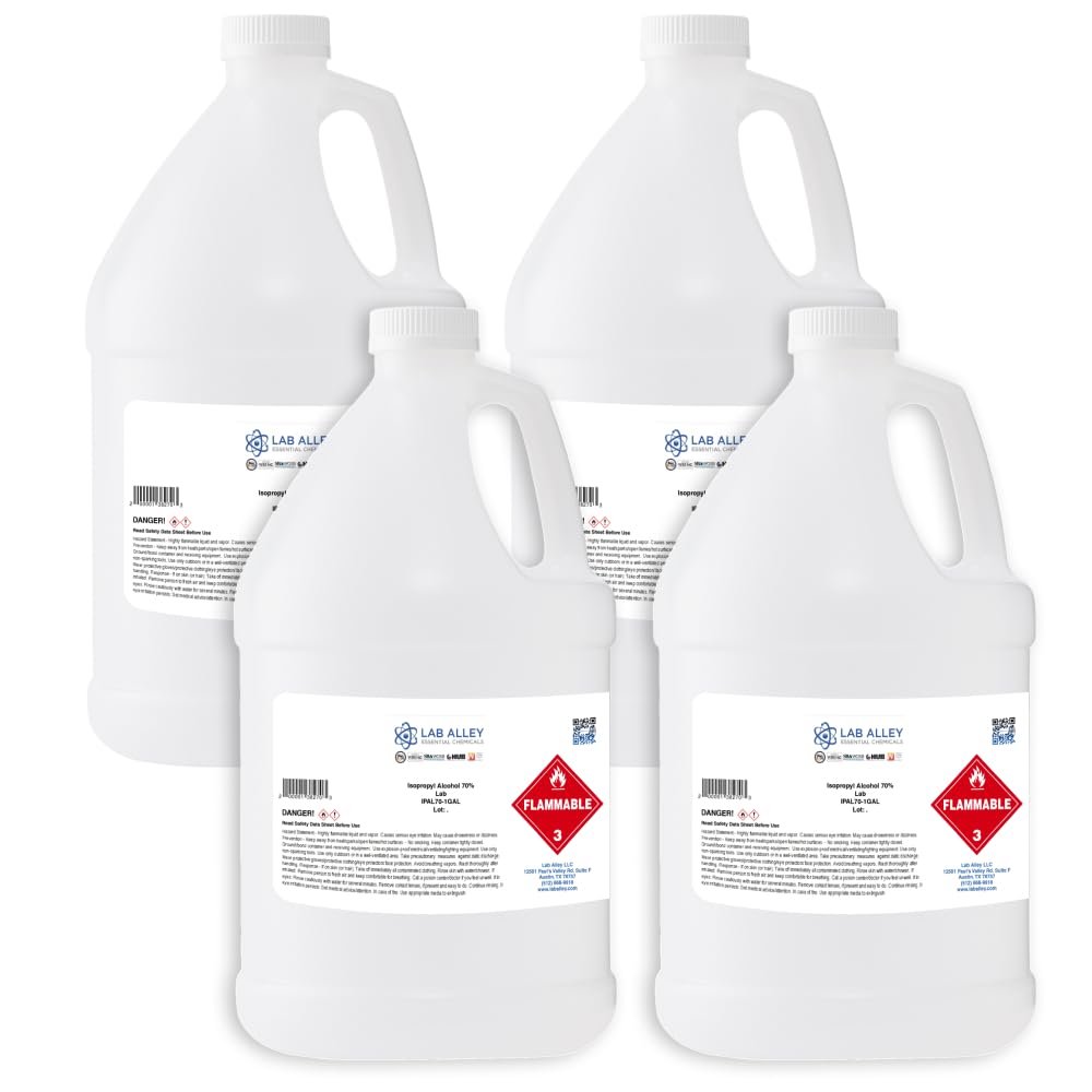 Isopropyl Alcohol 70% Lab Grade, 4 x 1 Gallon Case