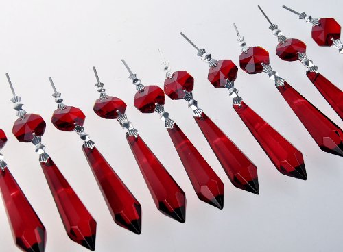 Sun Cling® Chandelier Icicle Crystal 55mm, Pack of 10 (Red)