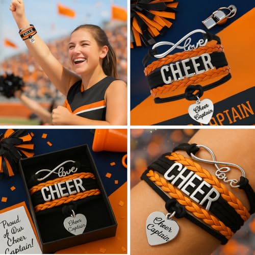 Image of Sportybella Cheer Captain Charm Bracelet- Girls Captain Cheerleading Bracelet- Cheer Jewelry for Cheerleader
