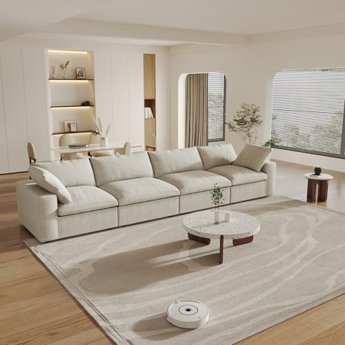 Cloud Modular Sectional Sofa Couch,160" Convertible Couches Wide 4 Seater Sofa for Living Room,Minimalist Deep Sofa Couches,Covers Washable&Replaceable(Khkai)