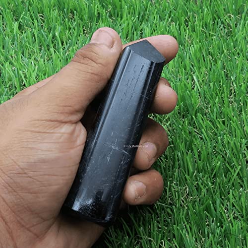 Image of Certified Black Tourmaline Crystal Tower Obelisk Point for Chakra, Healing and Balancing - AAA Grade Original Certified Gemstone Agate for Reiki Meditation Yoga Spiritual (2-3 Inches)