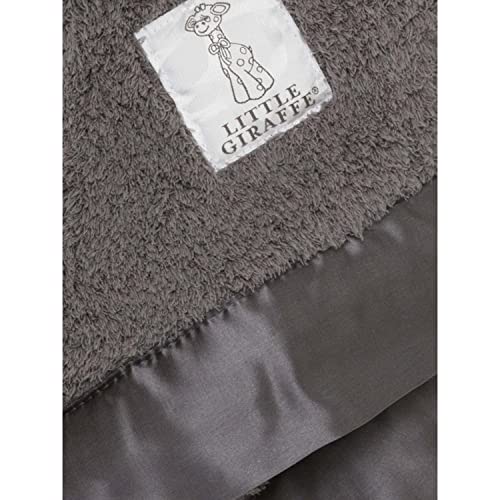 Image of Little Giraffe Baby Blanket - Blanky - Soft Blanket with Satin Trim - Baby Stroller Blanket - Newborn Baby Essentials & Baby Gifts - 17x17 - Charcoal