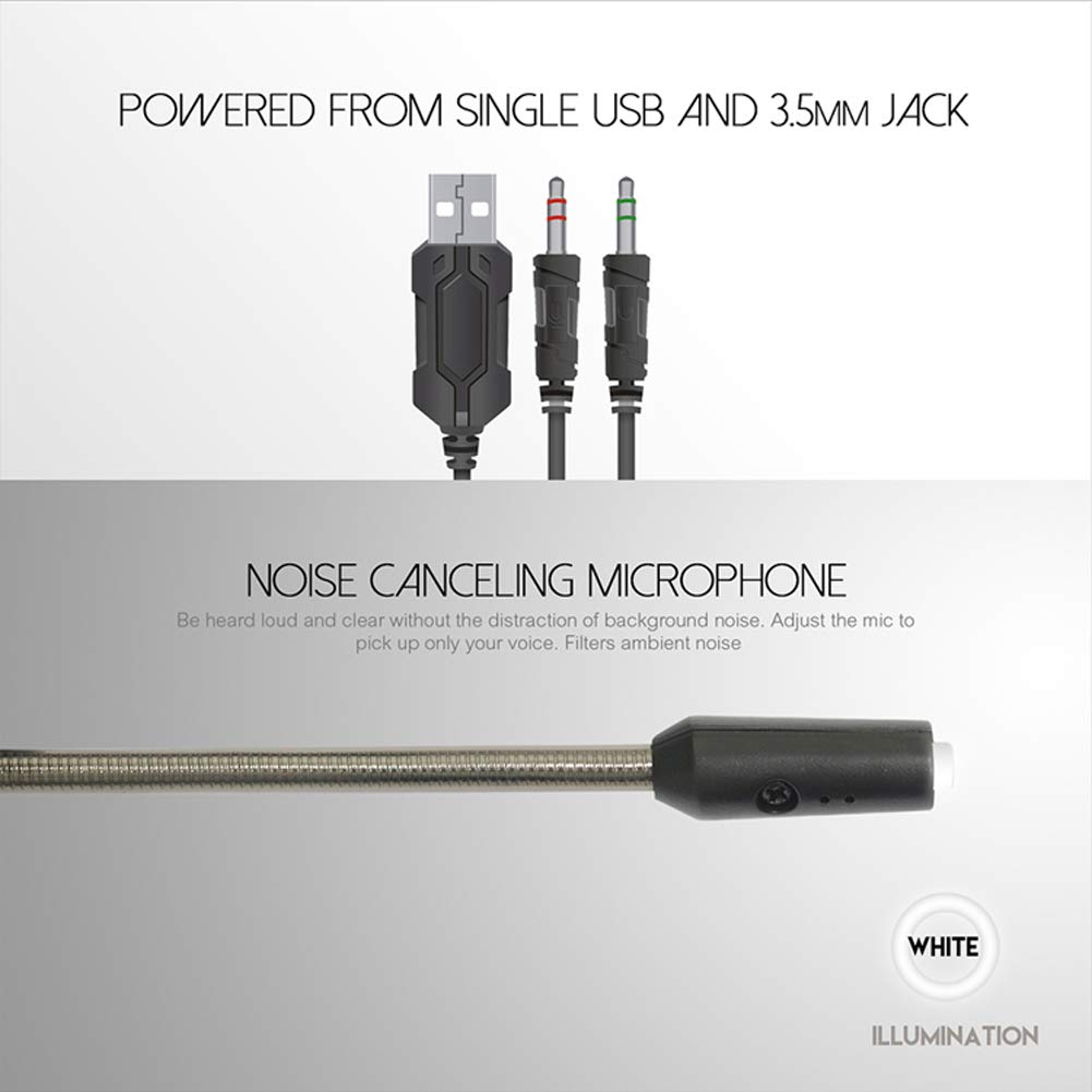 C- Cuffie da gioco Cuffie da gioco con audio surround 7.1 per giochi FPS Stereo da 50 mm con microfono a cancellazione di rumore e cuffie antirumore con auricolare leggero RGB e fascia regolabile