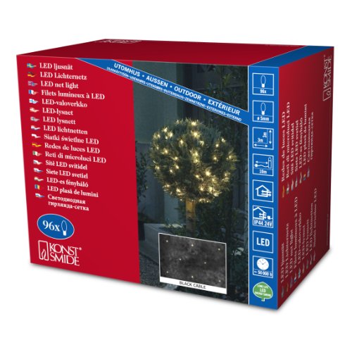 Konstsmide Christmas Lights/Outdoor or Indoor (IP44) 3 x 3 m Fairy Lights Net/96 Warm White Diodes/Black Cable Net Lights