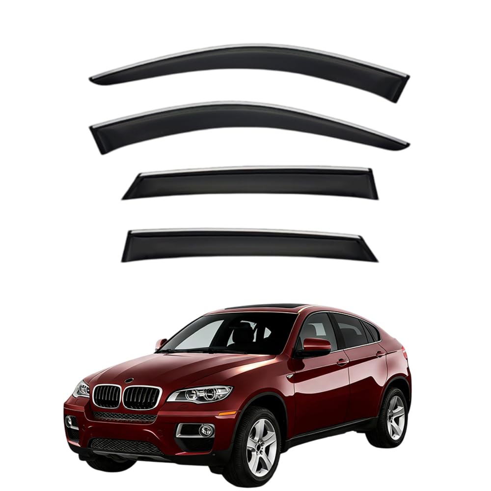 QOEMRHELT 4pc Set In-Channel Wind Deflectors, for BMW X6 E71 2008-2014 Window Visors Rain Guards Vent Visors Rain & Sun Protection,Car Accessories