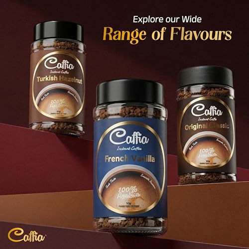 Image of CAFFIA French Vanilla Premium Instant Coffee | 100% Arabica | Freeze Dried Coffee Powder - 50g | Make Cafe Style Hot or Cold Coffee at Home | Smooth Medium Roast | Rich & Smooth Taste