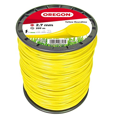 Oregon Runder Mähfaden 2 7 mm Gelb Für hohes Gras Unkraut Rasen und dichte Vegetation Strapazierfähiger Profi-Nylonfaden Für die meisten Rasentrimmer 2 7 mm x 209 m (69-383-Y)