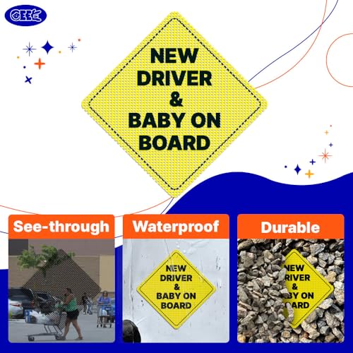 Placa adhesiva para coche bebé a bordo GEEKBEAR amarillo impermeable 5