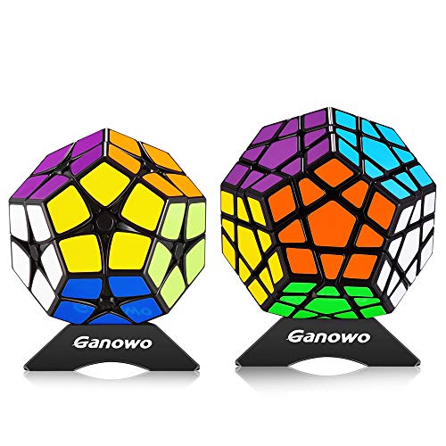 Ganowo Megaminx Speed Cube Puzzle Toy Kilominx 2x2 3x3 Stickers Cube Set Pack with Cube Stand Holder Kids Toy Games Black