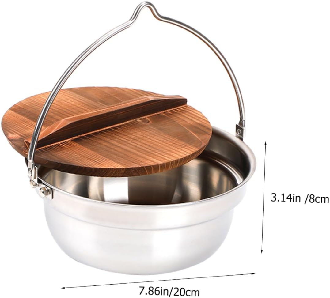 1set Stainless Steel Camping Pot Multi-use Hanging Cookware for Outdoor Cooking Soup Ramen and More and Easy to Clean for Camping and Hiking