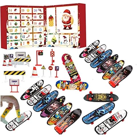 Agoto Advent Calendar 2022 Mini Skateboard for Kids Christmas Countdown Calendar 28 pcs Finger Board Skate Toy Perfect for Kids Party Favours Bag Cover