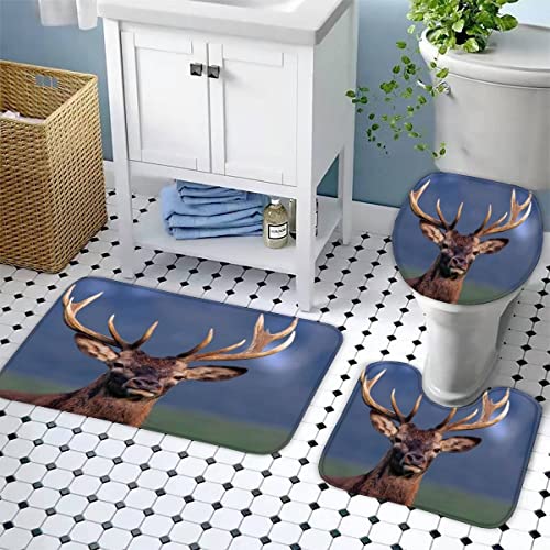 Badematten Set 3D 40x60 Hirsch Wald absorbierend 3-teiliges Badezimmerteppich-Set maschinenwaschbare weich badteppich… – Bild 4