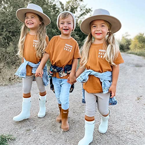 Image of Halloween Outfits for Kids Pumpkin Patch Crew Toddler Short Sleeve Tshirt Top Casual Set Little Boy Girl Cothes