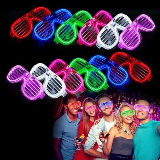 Libershine Gafas LED, 12 Piezas Led Parpadeantes Para Fiestas, LED Gafas con Luces Led Fiesta, Luces Led, Gafas De NeóN, Gafas Led para Fiestas de DJ, Cumpleaños, Raves, Concierto, Carnaval | Ya disponible en tu tienda friki favorita! En mundofriki.es!