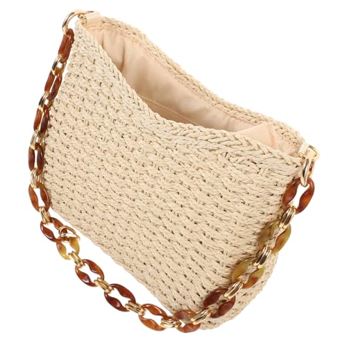 Elegant Straw Beach Bag Woven Tote Women's Shoulder Bag Multi-purpose Handbag for Occasions