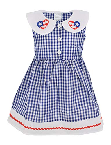 Unique Baby Girls 4th of July Gingham Flag Red White Blue Dress