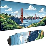 ゲーミングマウスパッド 700x300x3 mm, 延長 Mouse Pad 青 マウスパッド 大型 建築 デスクマット, 滑り止めのゴムベースとエッジの精密なステッチデザインを採用 鼠标垫, 耐水性 デスクマット清潔しやすい 快適操作 さまざまなマウスモデルに対応, コンピュータ、オフィス、家の装飾に適しています 1-T