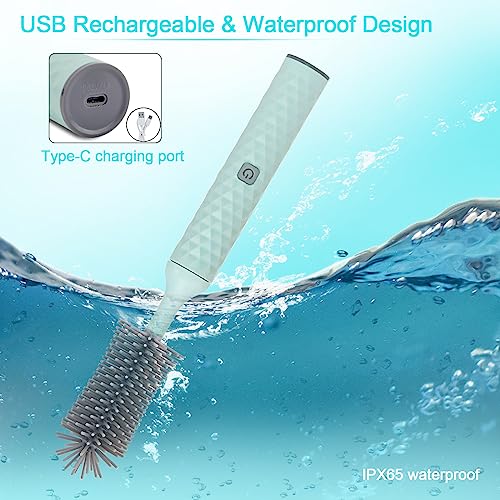 Image of Rechargeable Electric Bottle Brush Cleaner Set, 360 High Speed Rotation Silicone Cleaning Brush with Bottle Brush, Pacifier Brush, Straw Brush, Perfect for Baby Bottle,Cup, Kitchen Utensils