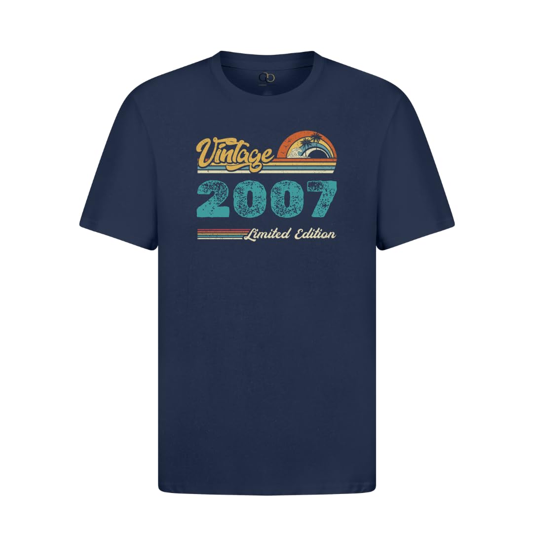 GARMENT GUARDIANS Vintage Custom Year Birthday Shirt Gift Men Women Birthday T-Shirt (UK, Alpha, S, Regular, Regular, Navy Blue)