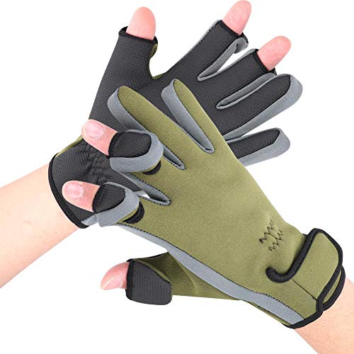 Vgeby Fishing Gloves, Winter Outdoor Windproof Waterproof Full Finger Glove For Snow, Ski, Biking, Fishing, Running, Hiking(Green) Fishing Gloves #TOP2