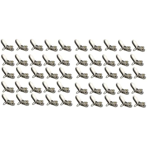 Metal Suspenders Clips with Round Inserts, Great for Pacifiers Suspenders, Bib Clips or Toy Holder (20) Cover
