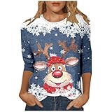 QJDFLL Christmas Cardigan Dress Pulli Weihnachten Damen Festliche blusen Langarm Weihnachtspullover Kinder mädchen Kleider festlich weihnachtssweater weihnachtstshirt Pullover(Hellblau,3XL)