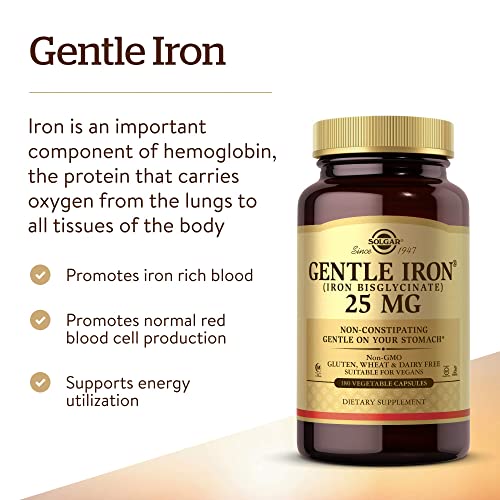 Solgar Gentle Iron 25 mg, 180 Vegetable Capsules - Ideal for Sensitive Stomachs - Non-Constipating - Red Blood Cell… - Image 4