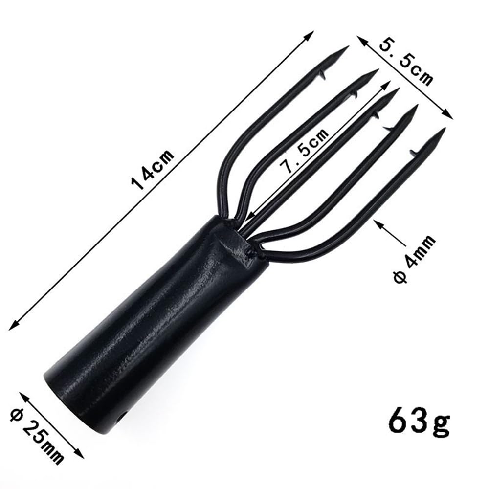 Pro Bamboo Kitchen Fishing Hooks 5 Forks 1.81x5.70 inches Metal Fishing Gun with Barbed Anti Runner Spear for Catching Walleye Hunting Big Frogs in Ponds Rivers and Lakes Salmon