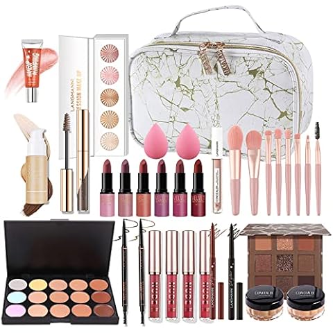 FantasyDay All-in-one Makeup Set Gift Surprise | Full Makeup Kit for Women Multipurpose Essential Starter Bundle Include Eyeshadow Palette Lipstick Blush Concealer Face Powder Eyeliner Mascara Brush Cover