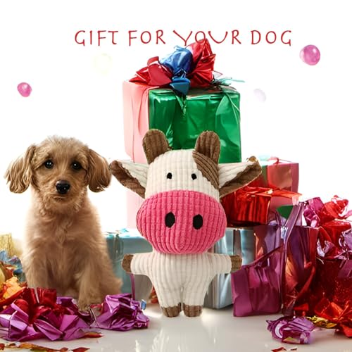 Juguete para perro de peluche con chirriador (vaca) miniatura 4